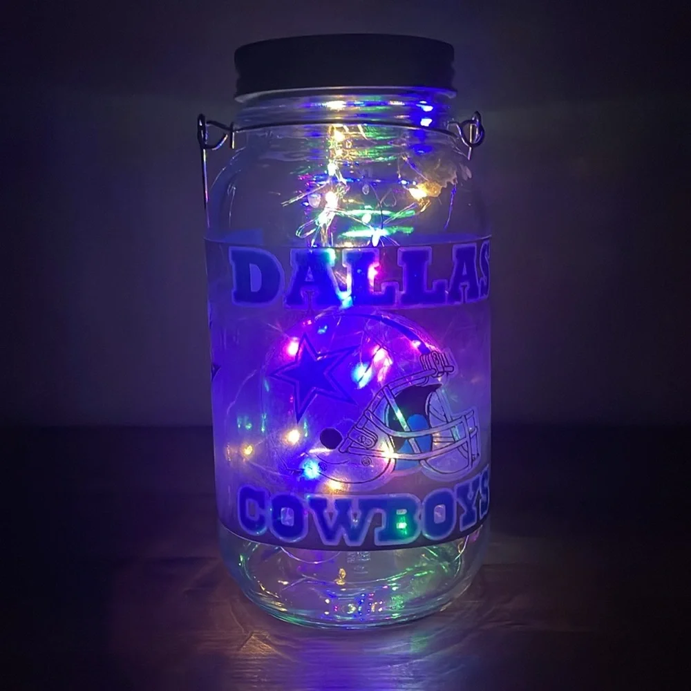 Dallas Cowboys Glass Light-Up Mason Jar